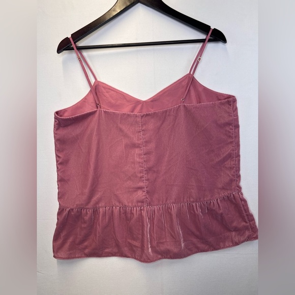 J Crew pink velvet peplum cami tank size 14 tall fully lined feminine elegant - Picture 9 of 10